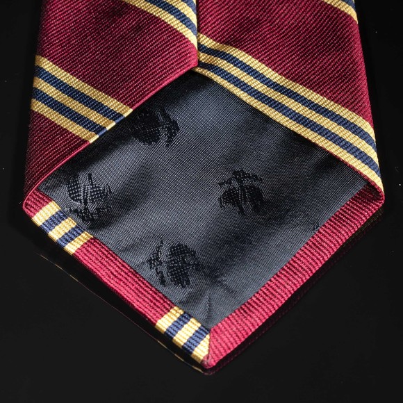 Brooks Brothers 346 100% Silk Tie Maroon Tan Striped Mens Designer Necktie USA - Picture 3 of 5